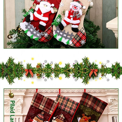Medium Plaid Bear Christmas Stocking
