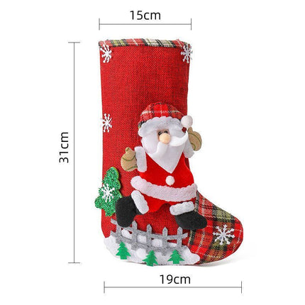 Large Burlap Santa Christmas Stocking