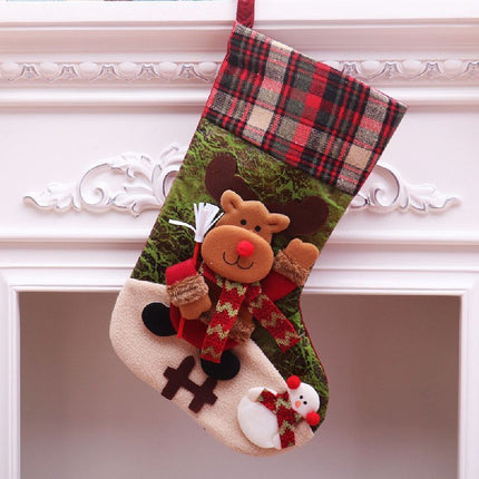 Oversized Plaid Reindeer Christmas Stocking
