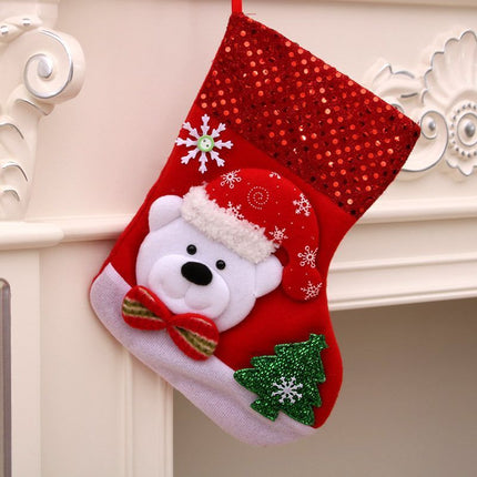 Medium Sequin Bear Christmas Stocking