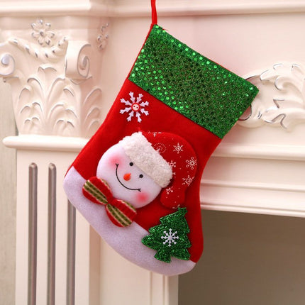 Medium Sequin Snowman Christmas Stocking