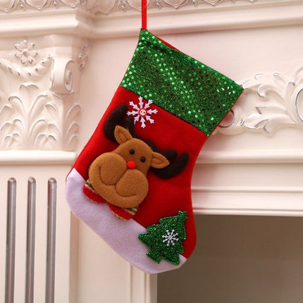 Medium Sequin Reindeer Christmas Stocking