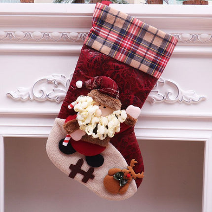 Oversized Plaid Santa Christmas Stocking