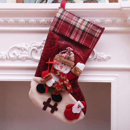 Oversized Checkered Snowman Christmas Stocking