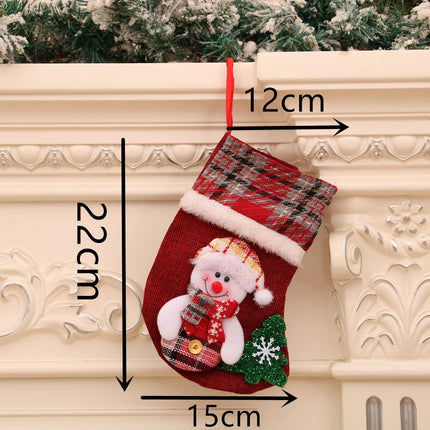 Medium Plaid Snowman Christmas Stocking