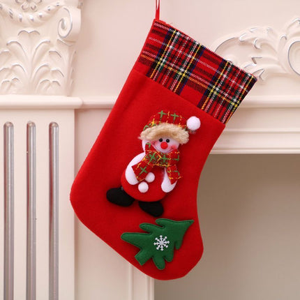 Large Red Snowman Christmas Stocking, Vivid Xmas Hanging Present Pouch