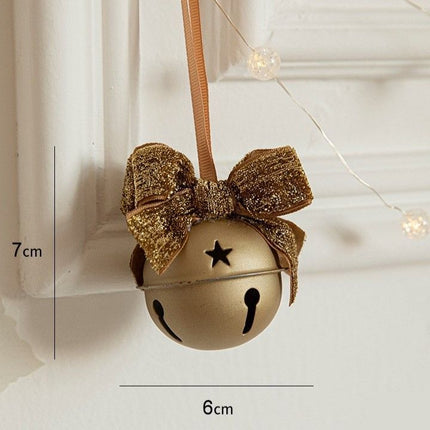 Red Velvet Bow Iron Bell Hanging Ornament