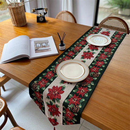 Mini Holiday Table Runner, Small Xmas Table Mat & Cabinet Decor Cloth