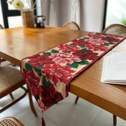 Mini Holiday Table Runner, Small Xmas Table Mat & Cabinet Decor Cloth