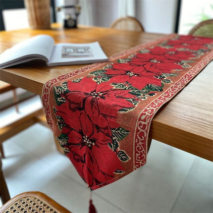 Christmas Themed Long Table Runner, Family Dinner Table Ornament