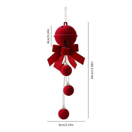 Flocked Bell With Bow Christmas Pendant, Indoor Holiday Window Display Hanging Decoration