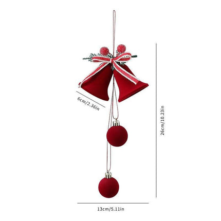 Double Flocked Bells with Bow Ornament