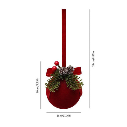 Simple Flocked Christmas Bauble Pendant, Festive Indoor Christmas Arrangement Decor