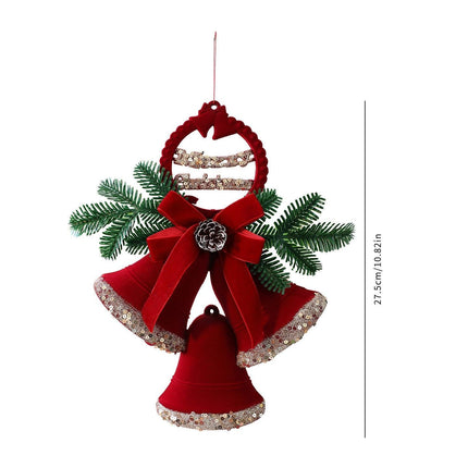 Double Ring Flocked Bell Christmas Ornament