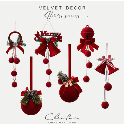 Double Ring Flocked Bell Christmas Ornament