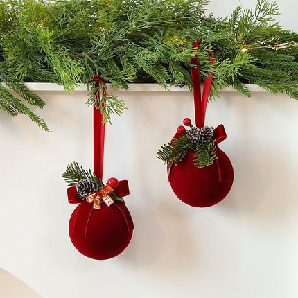 Double Ring Flocked Bell Christmas Ornament
