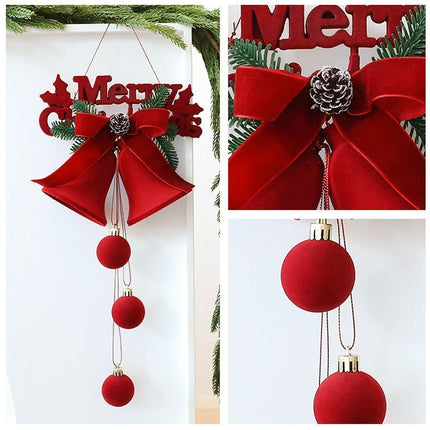 Medium Size Flocked Arch Bell Christmas Hanging Decor, Indoor Festival Decoration