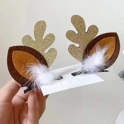 Lovely Festival Antler Headpiece, Pom Pom Sequins Brown Horn