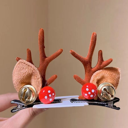 Brown Antler Hair Clips with Bells