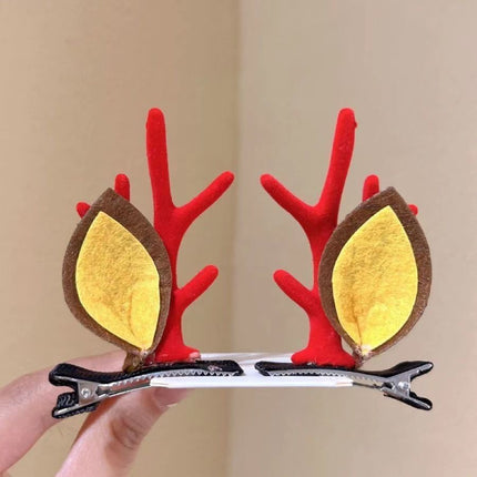 Ear Decor Red Antler Hair Clips