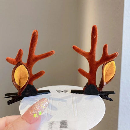 Ear Decor Brown Antler Hair Clips