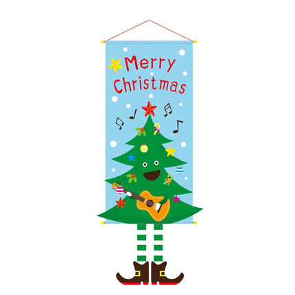 Christmas Tree Pattern Hanging Banner, Printed Background Cloth