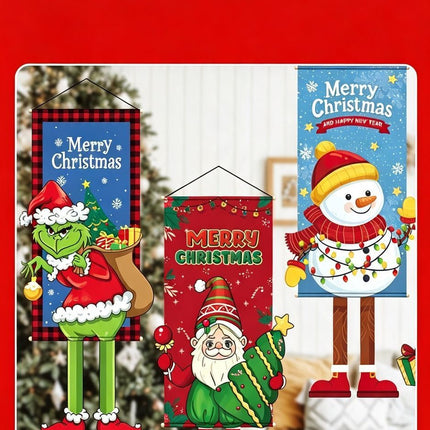 Christmas Tree Pattern Hanging Banner, Printed Background Cloth