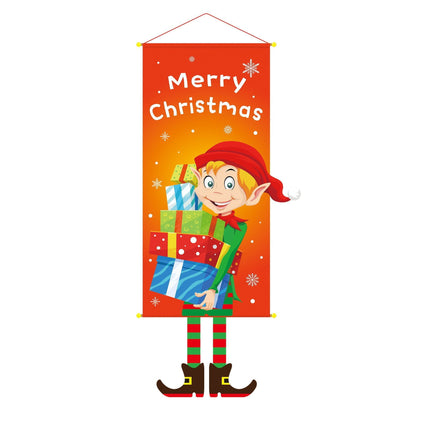 Elf Print Hanging Flag, Christmas & Halloween Creative Backdrop Cloth