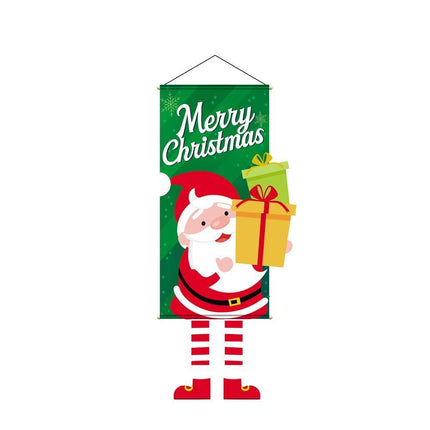 Green Santa Pattern Hanging Flag