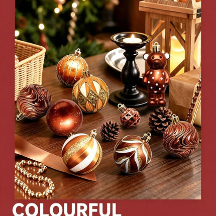 46 Pieces Hand Drawn Christmas Ball Gift Box, Xmas Tree Pendant