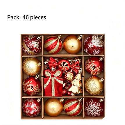 46PCS Hand Painted Christmas Ornament Balls, Gift Box Packaging