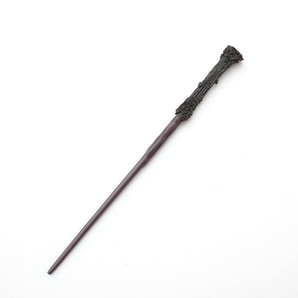 Flat Head Resin Wizard Wand With Inner Metal Support, Christmas & Halloween Roleplay Decor, Style 2, Black Gold Stamping Ribbon Gift Box