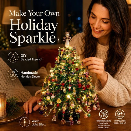 DIY Beaded Christmas Tree Kit with LED Light Strings