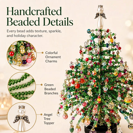 DIY Beaded Christmas Tree Kit, Winter Magic Style with LED Light Strings, Holiday Home Ornament, Relaxing Beading Craft, Full of Dreamy Festival Vibes