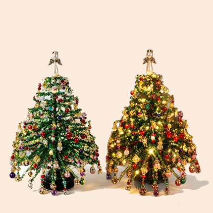 DIY Beaded Christmas Tree Kit, Winter Magic Style with LED Light Strings, Holiday Home Ornament, Relaxing Beading Craft, Full of Dreamy Festival Vibes