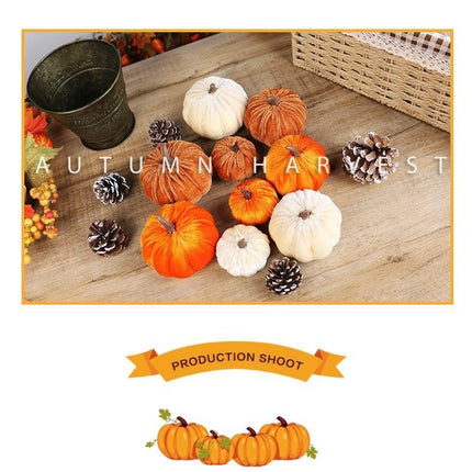 Ins Flocked Pumpkin Figurine