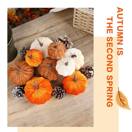 Ins Style Flocked Pumpkin Decor