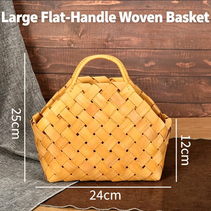 Handwoven Wooden Chip Handheld Decorative Basket, Baking Pastry Container, Living Room Floral Display Decor, Suitable for Christmas Halloween Party Layout, Large Size