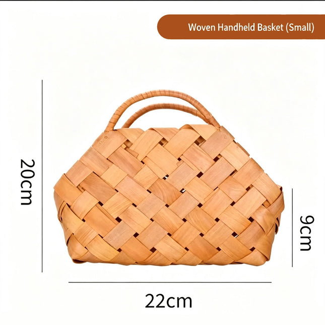 Handwoven Wooden Chip Handheld Decorative Basket Dessert Storage Holder Indoor Flower Ornament Ideal