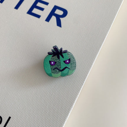Spooky Green Pumpkin Hair Slides