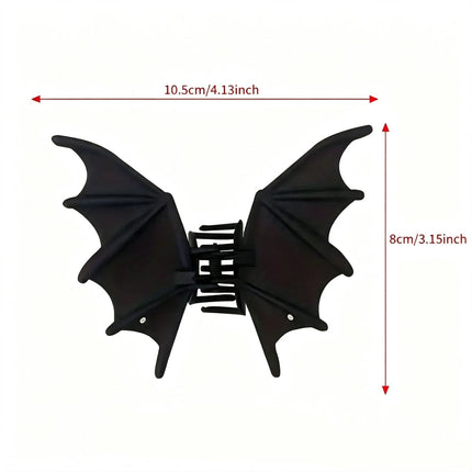 Halloween & Christmas Matte Black Bat Design Metal Hair Claw