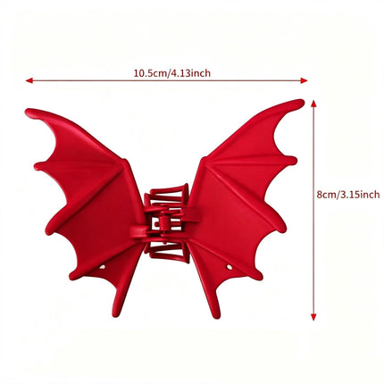 Halloween & Christmas Matte Red Bat Shaped Hair Claw