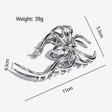 Halloween & Christmas Silver White Spider Alloy Shark Clip