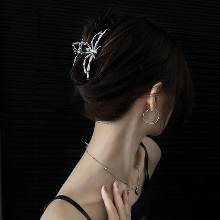 Halloween & Christmas Silver White Spider Web Alloy Hair Claw