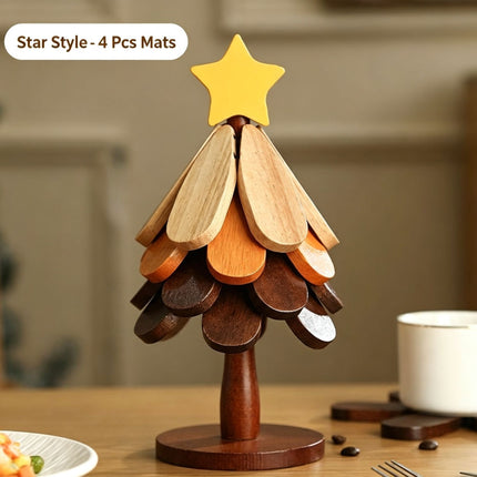 4-Tier Star Style Christmas Tree Heat Resistant Pot Mat
