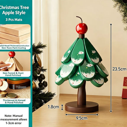 Green Christmas Tree 3-Tier Apple Pattern Heat Insulation Pad