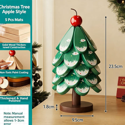 Green Christmas Tree 5-Tier Apple Pattern Heat Insulation Pad