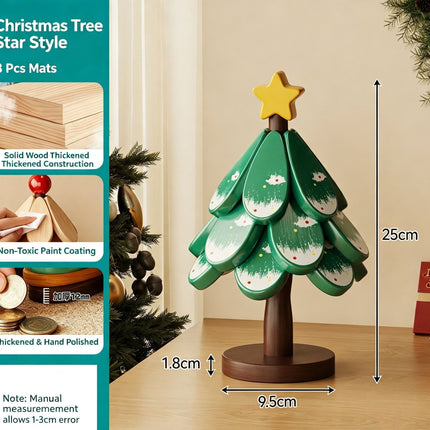 Green Christmas Tree 3-Tier Star Pattern Heat Resistant Trivet