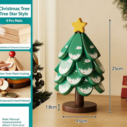Green Christmas Tree 4-Tier Star Pattern Heat Resistant Trivet