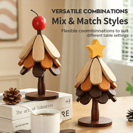 Green Christmas Tree 4-Tier Star Pattern Heat Resistant Trivet